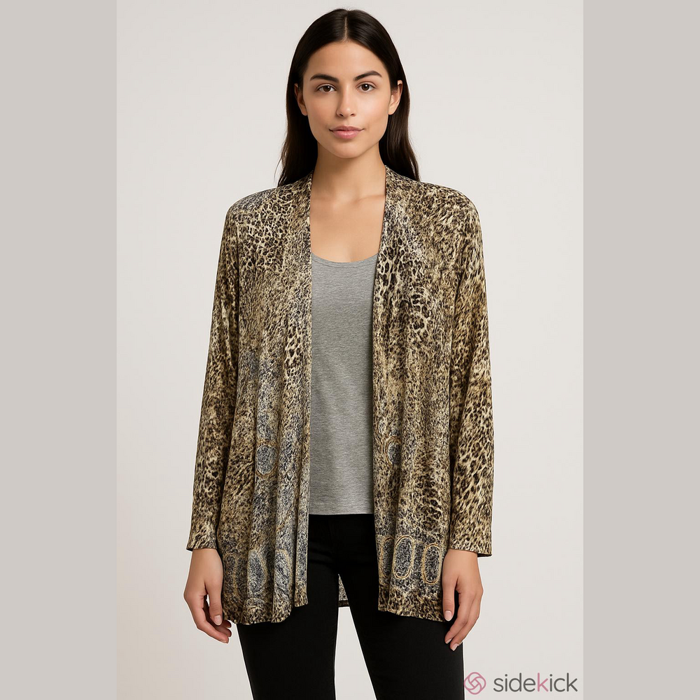 CHICO’S ANIMAL PRINT CARDIGAN NWT